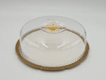 12" CAKE PLATE W/DOME-ROUND-GOLD - 8/CS