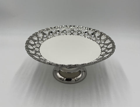 11" x 5.5" FOOTED PLATE-SILVER-ROUND - 16/CS