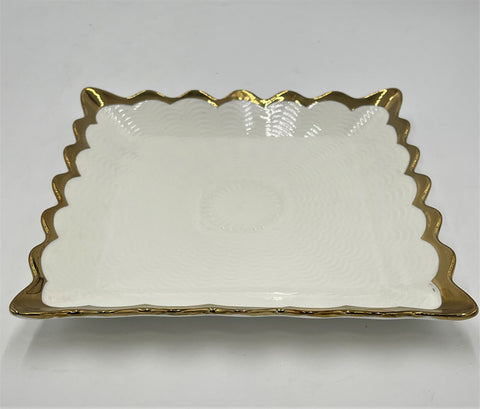 8" PLATE W/GOLD RIM-SQUARE - 48/CS