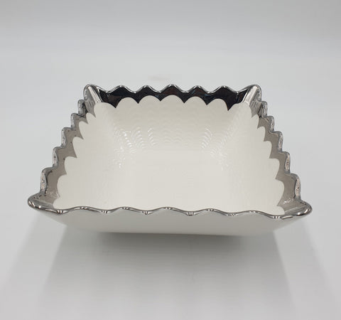 8"x3.5"BOWL W/SILVER RIM-SQURE - 36/CS