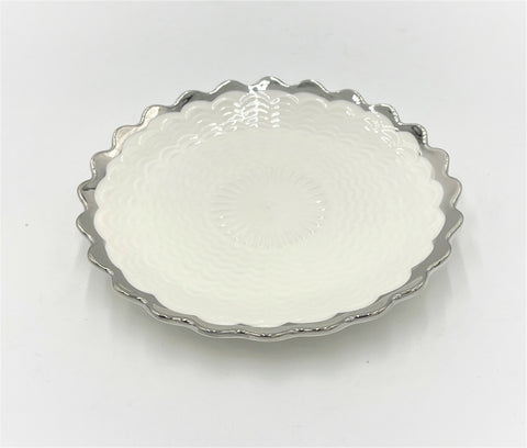 6" PLATE W/SILVER RIM-ROUND - 60/CS