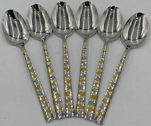6 PC DINNER SPOON-GOLD/SILVER