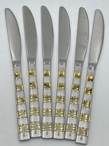 6 PC DINNER KNIFE-GOLD/SILVER