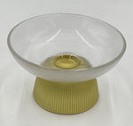 FOOTED GLASS BOWL-GRAY/GOLD - 12/CS