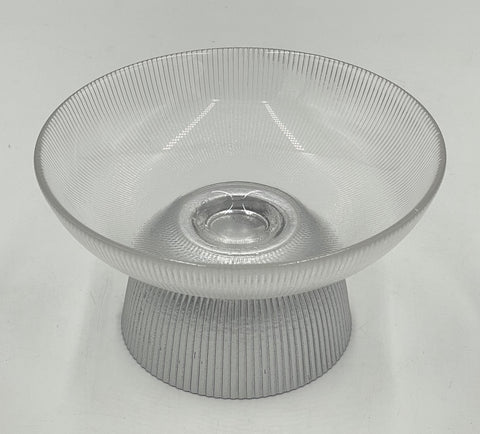 FOOTED GLASS BOWL-GRAY