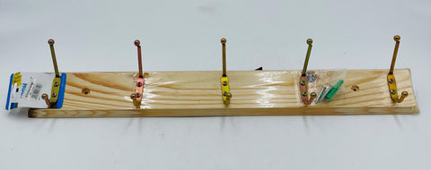 WOODEN HANGER W/5 HOOKS