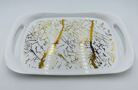 18"X12.75" MELAMINE TRAY-GOLD MARBLE-LARGE