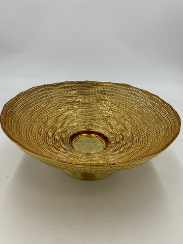 9.5"GLASS FOOTED BOWL-GOLD