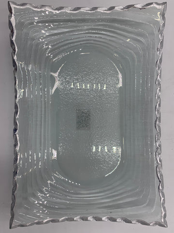 10.75"x10.25" GLASS BOWL W/SILVER-RECTANGULAR