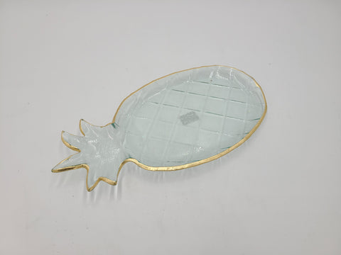 PINEAPPLE GLASS PLATE W/GOLD