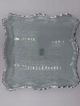 12" GLASS PLATE W/SILVER RIM-SQUARE