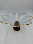 11"x7" GLASS FOOTED PLATE-GOLD RIM - 8/CS