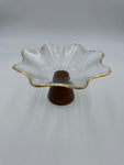 9"x8.75" GLASS FOOTED PLATE-GOLD RIM