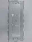 19"x7" GLASS PLATE W/SILVER RIM-RECTANGULAR