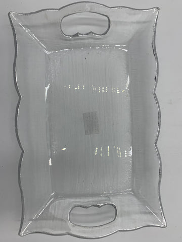 11.5"x7.25" GLASS PLATE W/SILVER RIM-RECTANGULAR