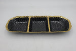 14"x5" - 3 SECTION PLATE-GOLD/BLACK-RECTANGLE - 36/CS