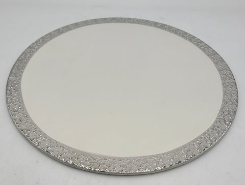 13.5" PLATTER W/SILVER DESIGN-ROUND - 12/CS