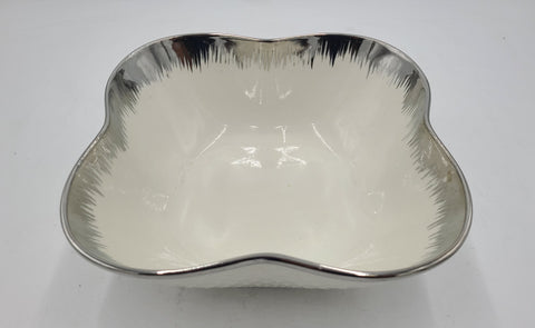 9.5"x4.75" BOWL WITH SILVER DESIGN - 18/CS