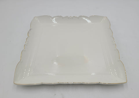 12" SQUARE PLATTER W/GOLD RIM