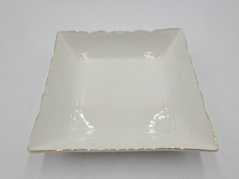 8.25"x2.5" DEEP PLATE W/GOLD RIM-SQUARE