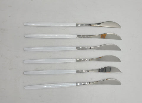 8.5"x0.5" - 6 PC DINNER KNIFE-WHITE/SILVER