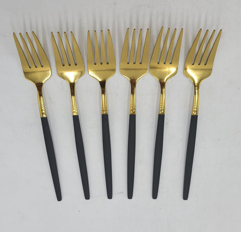 5.5"x0.75" - 6 PC FRUIT FORK- BLACK/GOLD - 100/CS