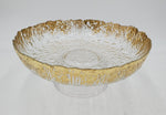 10"x5.25" FOOTED GLASS BOWL-GOLD DESIGN