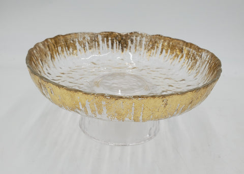 5.75"x3" FOOTED GLASS BOWL-GOLD DESIGN