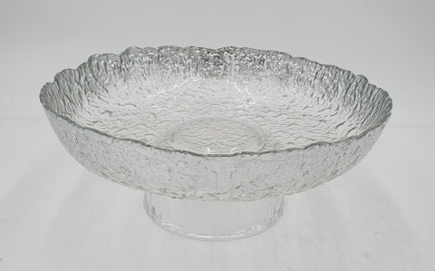10"x5.25" FOOTED GLASS BOWL-SILVER DESIGN