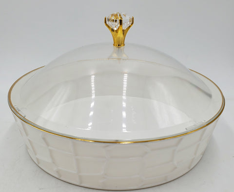 10.5"x3" ACRYLIC DISH W/LID-ROUND - 12/CS